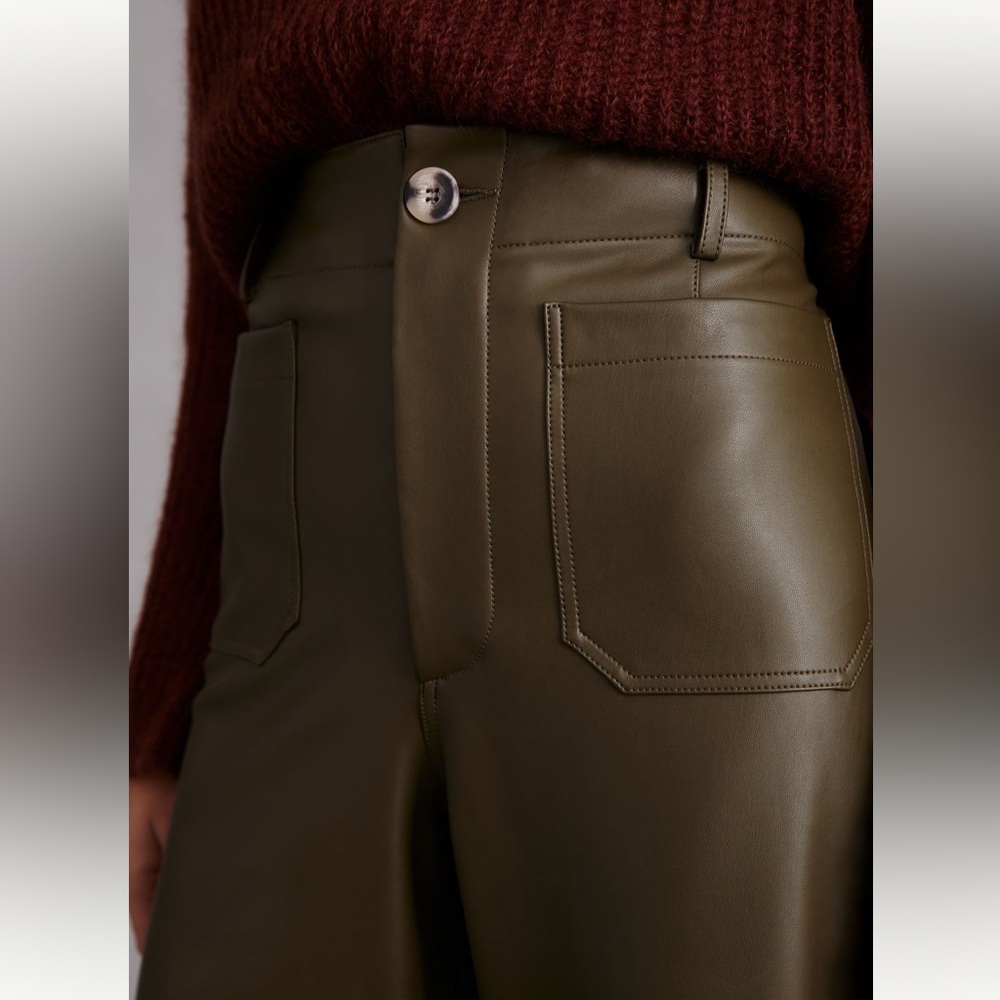 Anthropologie Maeve The Colette Olive Green Wide-Leg Pants size 23 - Picture 4 of 14